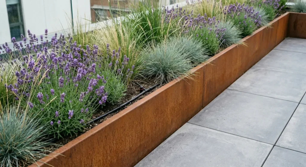 Jardinera lineal de acero corten | jardinesconestiloes Jardinera Lineal De Acero Corten Jardines En Terrazas Y Azoteas El Oasis Urbano Vertical