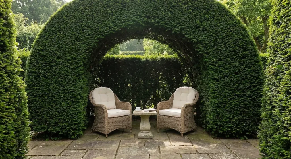 Arco Topiaria Con Sillones Y Mesa Ratan Arcos Y Portales Botánicos La Arquitectura De Transición En El Paisaje