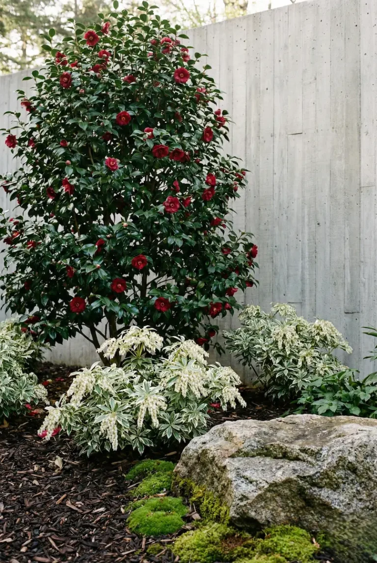 Camelia Con Pieris Variegata Rincón Los Centinelas Del Verde Arbustos De Excelencia Para La Sombra