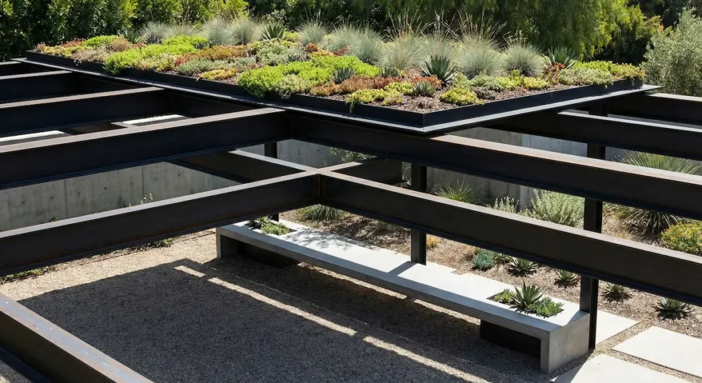 Detalle De Pérgola Con Cubierta Verde Refugios Contra El Sol Sombras Prácticas Y Actuales Para Tu Terraza