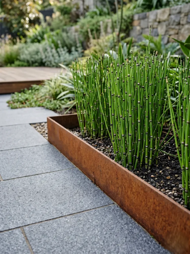 Equisetum En Jardinera Corten Tendencias En Paisajismo 2026 La Excelencia De Lo Natural