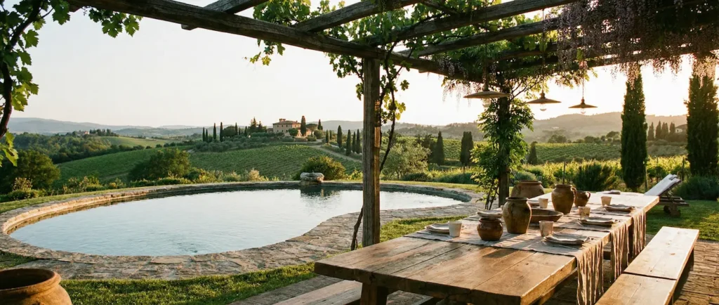 jardín toscano con pergola y piscina | jardinesconestiloes Jardín Toscano Con Pergola Y Piscina Estilo Toscano Atemporal El Lujo De La Tierra Y La Piedra
