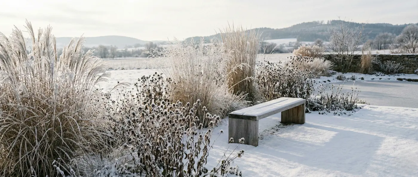 panorámica gramíneas en la nieve | jardinesconestiloes Panorámica Gramíneas En La Nieve Coreografías Del Viento La Pradera Naturalista Como Refugio De Bienestar Contemporáneo