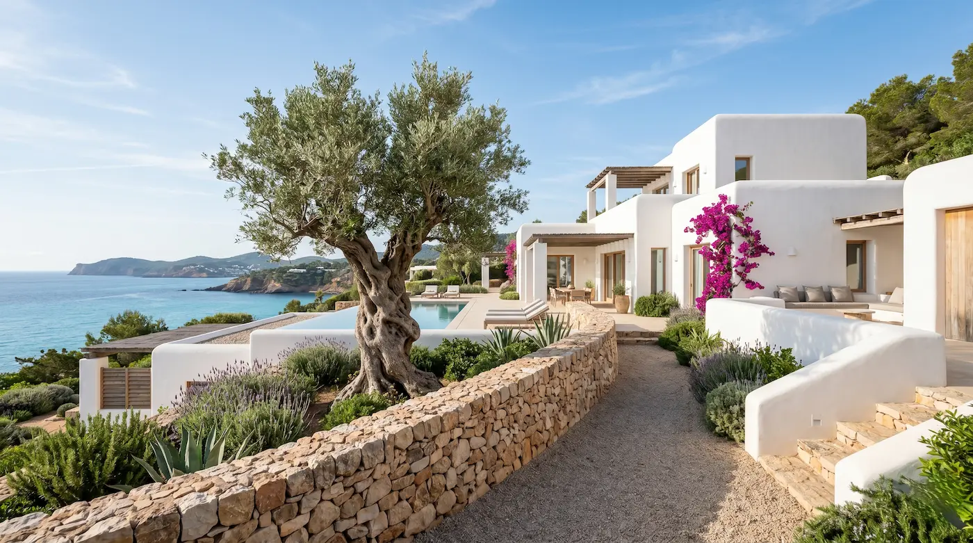 panoramica vivienda ibicenca en la costa | jardinesconestiloes Panoramica Vivienda Ibicenca En La Costa El Oasis Ibicenco Arquitectura Blanca Y La Excelencia De Lo Esencial