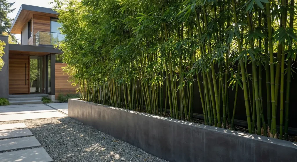 Seto De Bambú En Jardinera Corrida Hormigón Muros Vivos Cómo Ganar Privacidad En Tu Terraza O Jardín De Forma Natural