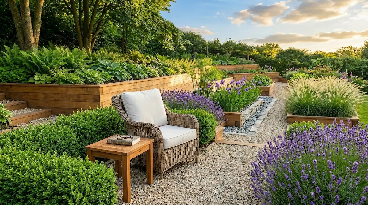 sillón de ratan en rincón ordenado jardín | jardinesconestiloes Sillón De Ratan En Rincón Ordenado Jardín El Toque Final Cómo Elegir Los Muebles Y Preparar Tu Jardín Para El Verano