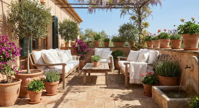 Terraza Pleno Sol Con Geranios  Olivos Y Arbustos En Maceta Puesta a Punto De Tu Terraza Y Jardín 5 Pasos Para Recibir a La Primavera