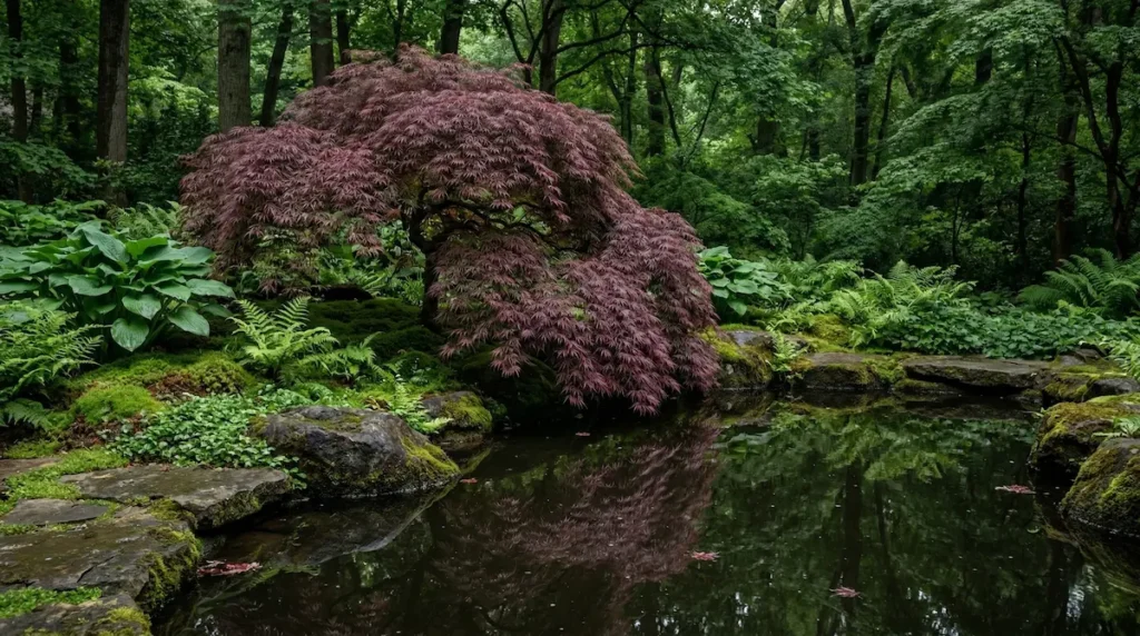 acer dissectum garnet en estanque sombra | jardinesconestiloes Acer Dissectum Garnet En Estanque Sombra Arces Japoneses El Arte Vivo Resistente