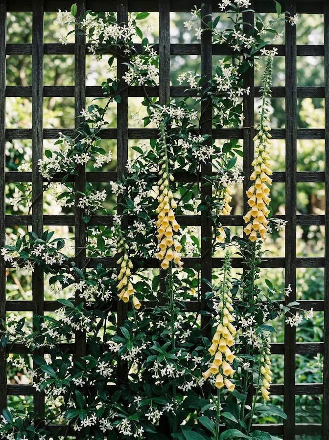 celosía recta con trepadoras jazmin y otra | jardinesconestiloes Celosía Recta Con Trepadoras Jazmin Y Otra El Poder Estructural De Las Líneas Rectas Geometría Y Naturaleza En Armonía