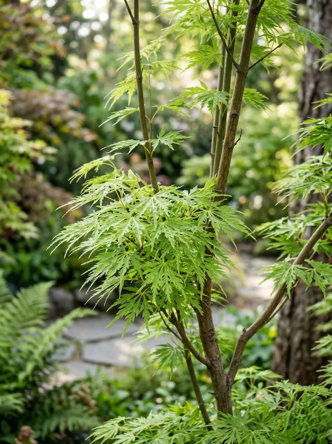 Detalle Acer Palmatum seiryu La Hoja Del Arce Como Pincelada Botánica Morfología Y Textura'Seiryu'