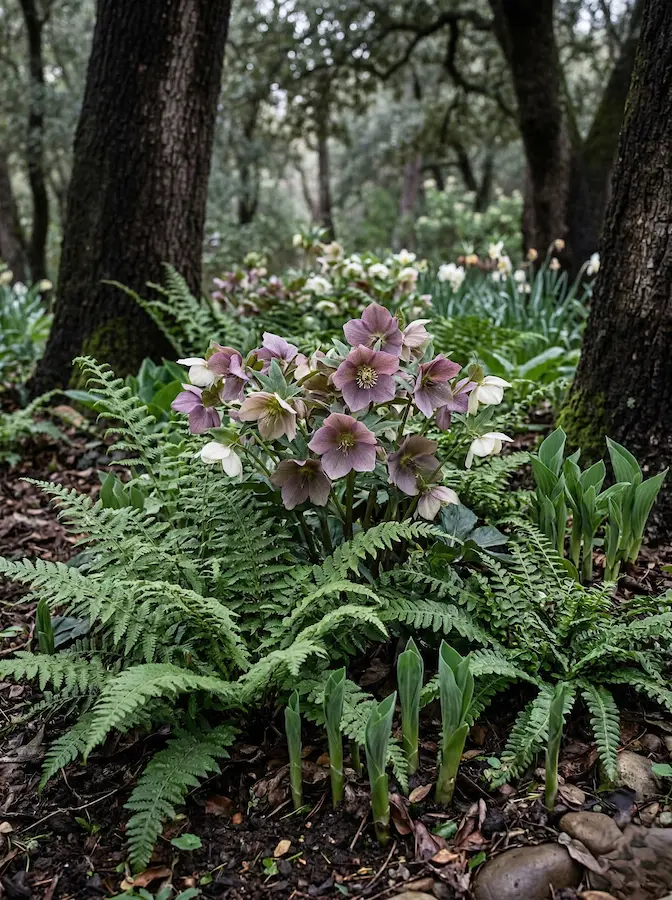 detalle de elechos con con helleborus | jardinesconestiloes Detalle De Elechos Con Con Helleborus El Lenguaje De La Penumbra Texturas Y El Poder Del Farfugium
