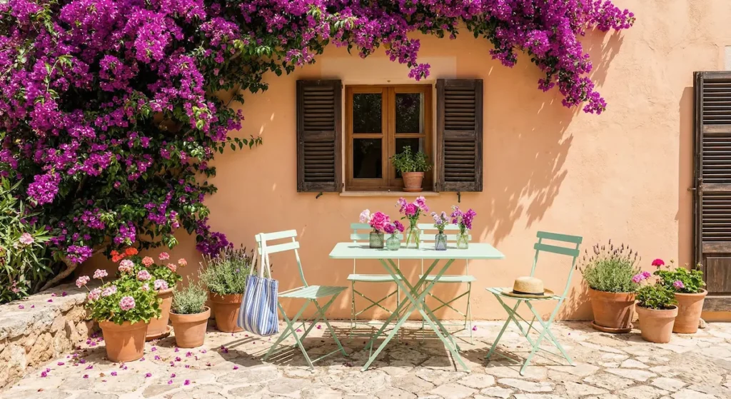 Fachada De Casa De Campo Conjunto Mesa Y Sillas Metálica Rincones Con Alma El Arte De Crear Refugios Personales En El Jardín