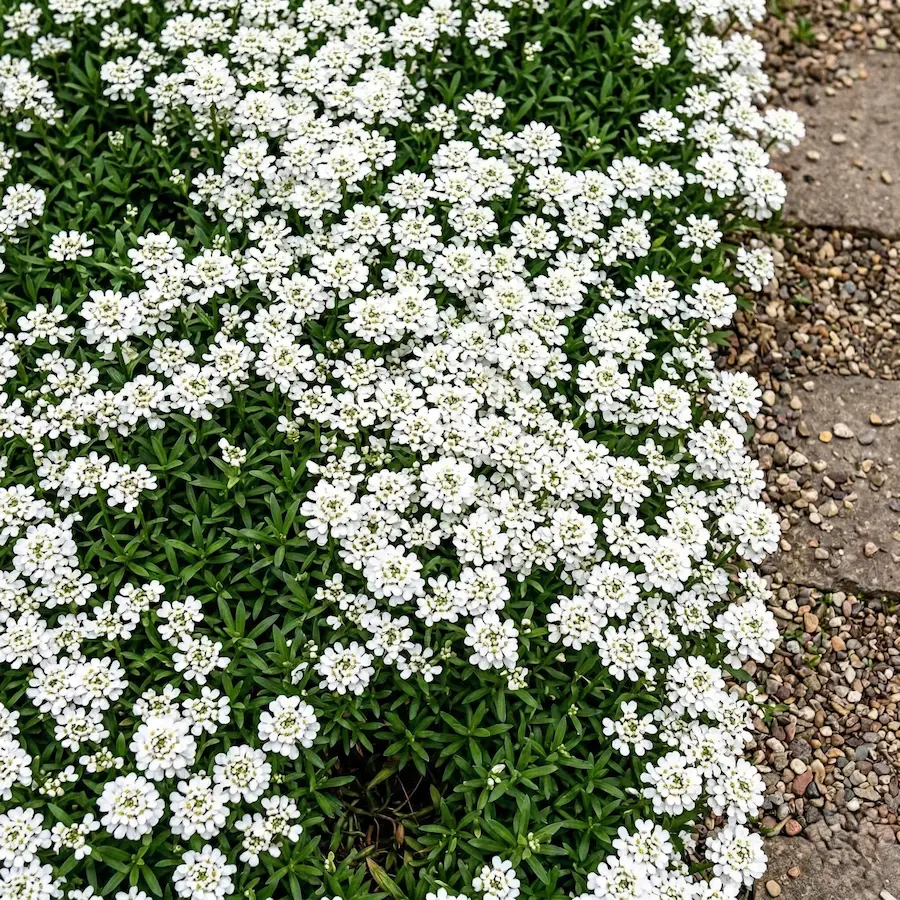 Iberis Sempervirens En Masa El Jardín Blanco Arquitectura De La Luz Y El Contraste