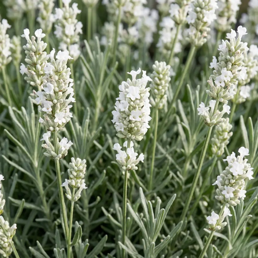 Lavandula Alba Detalle Flores El Jardín Blanco Arquitectura De La Luz Y El Contraste