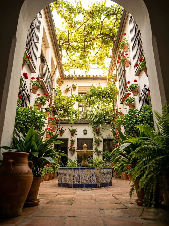 Patio Andaluz Pavimento El Geranio pelargonium Color Luz Y El Nexo Vegetal Del Patio