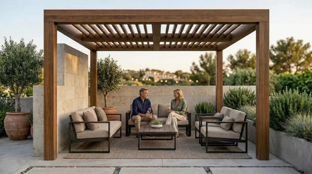 pérgola madera cuadrada sobre solera | jardinesconestiloes Pérgola Madera Cuadrada Sobre Solera Madera En El Exterior Guía Técnica Para Suelos Revestimientos Y Pérgolas