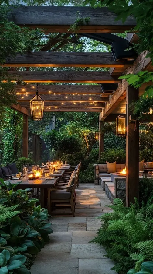 pérgola plena foresta con iluminación | jardinesconestiloes Pérgola Plena Foresta Con Iluminación Rincones De Sombra Con Encanto Diseño Integrado En La Naturaleza Madura