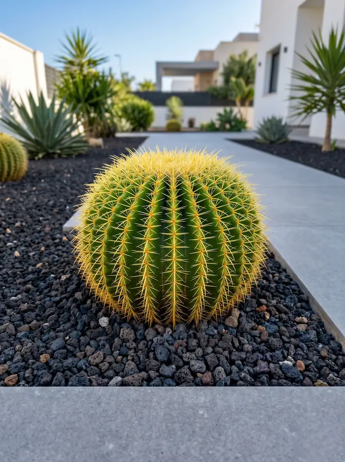 Echinocactus grusonii | jardinesconestiloes Echinocactus Grusonii El Cactus Como Pilar Escultórico Verticalidad Inalterable En El Paisajismo Natural Xerofítico