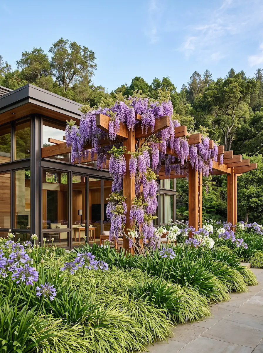 Wisteria floribunda Macrobotrys | jardinesconestiloes Wisteria Floribunda Macrobotrys Diseño Arquitectónico Con Glicinias wisteria Control Volumétrico Y Floración Estructural