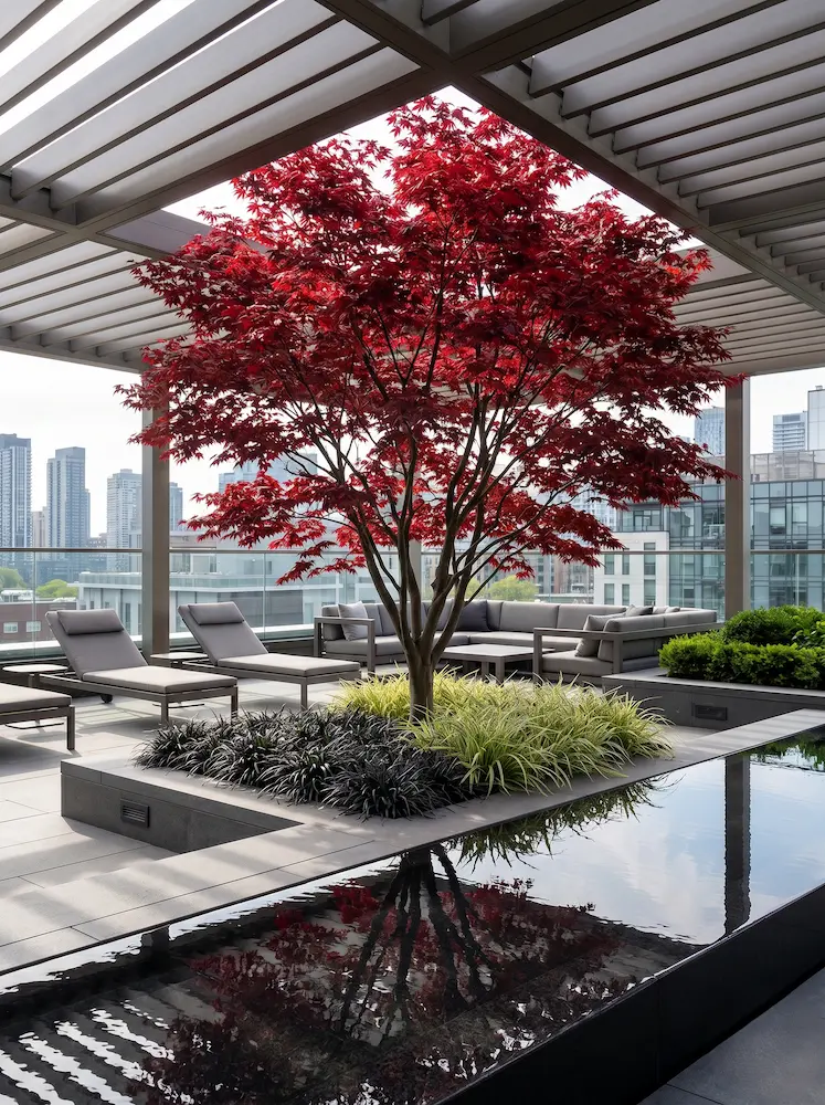 acer palmatum en atico de lujo | jardinesconestiloes Acer Palmatum En Atico De Lujo Los Guardianes Del Horizonte La Arquitectura Arbórea En El Diseño De Exteriores