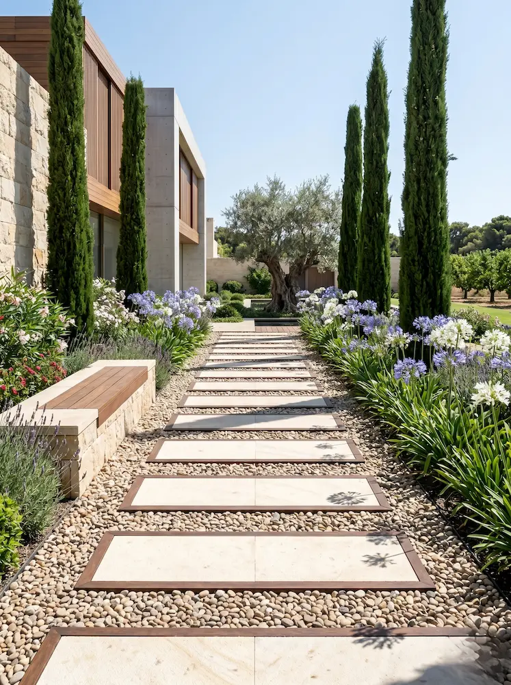 alineación cipreses parelaos a fachada | jardinesconestiloes Alineación Cipreses Parelaos a Fachada Geometría En La Arquitectura Del Paisaje Orden Sobre El Caos