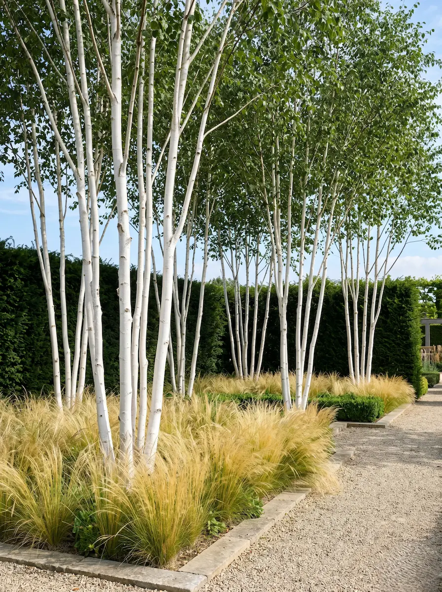 Betula Doorenboss Ficha Betula Utilis doorenbos El Abedul Blanco En El Paisajismo'Doorenbos'), creando una integración paisajística de excelencia y luz en el jardín invernal.