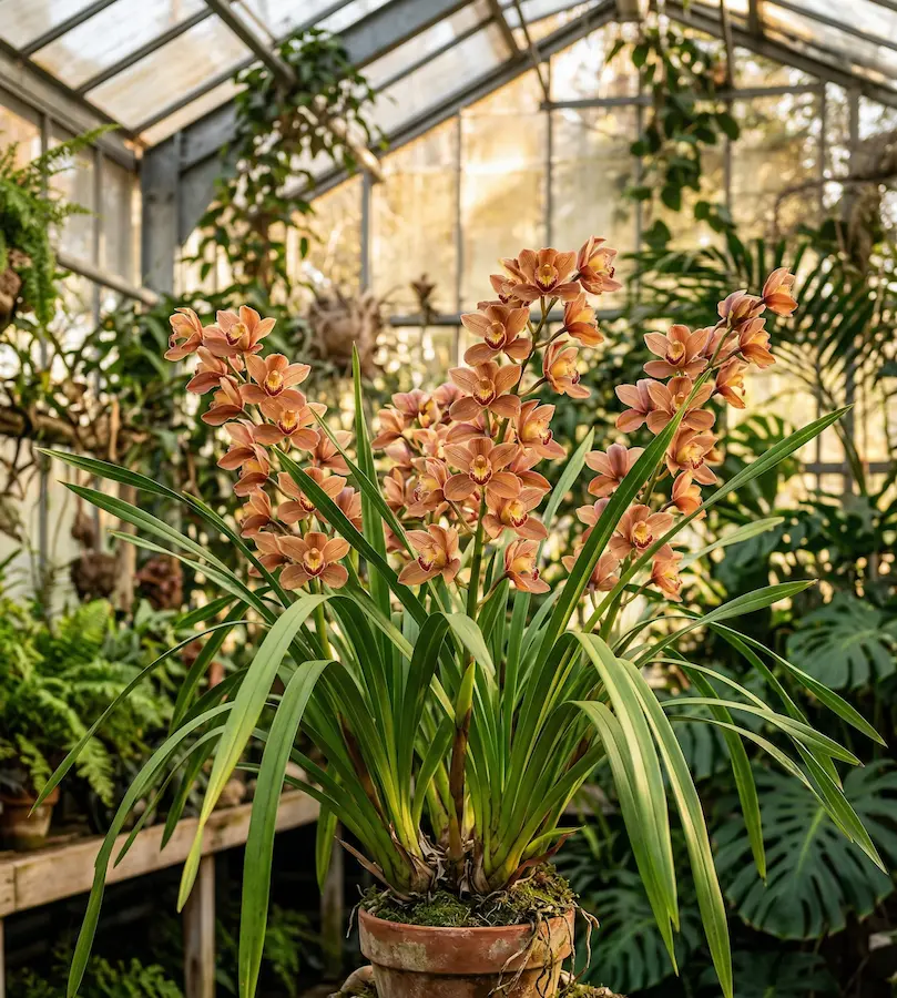 Cimbidium Naranja En Invernadero Orquídeas El Lenguaje Secreto De La Elegancia Botánica