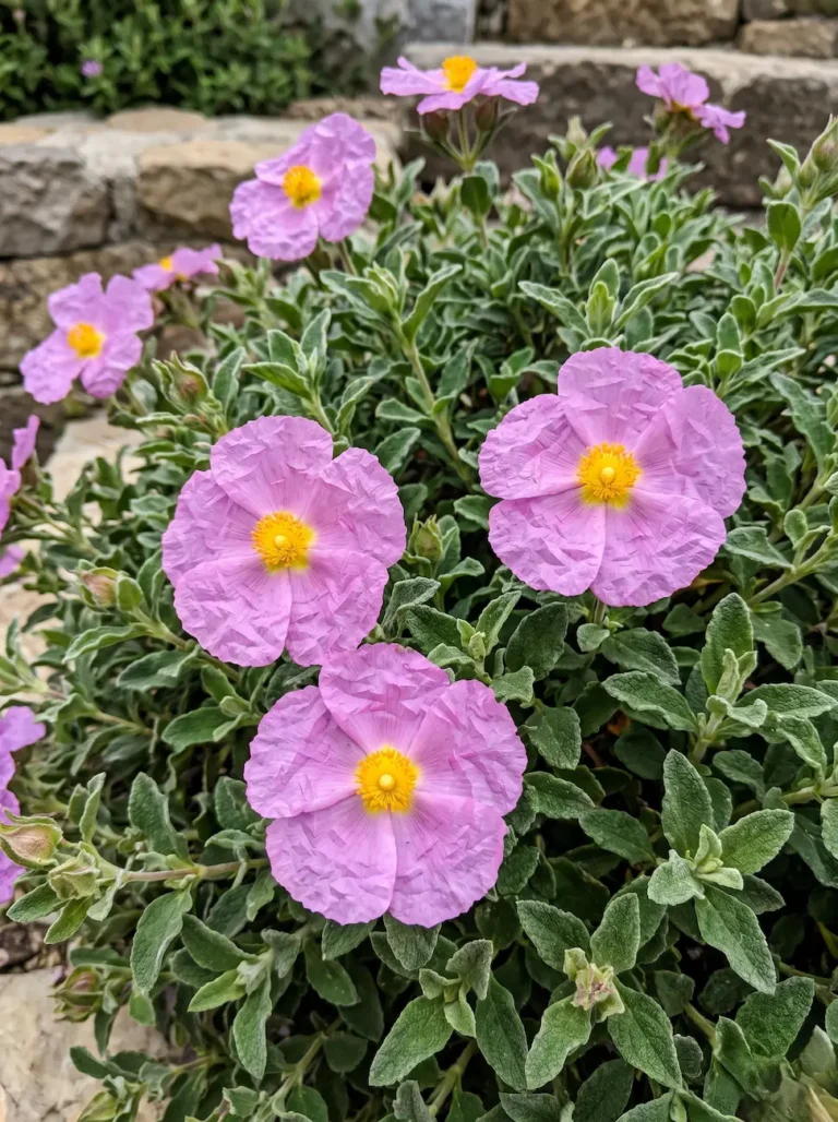 Cistus Crecticus Jara De Creta En Primer Plano Cistus Creticus La Belleza Efímera En El Jardín Mediterráneo