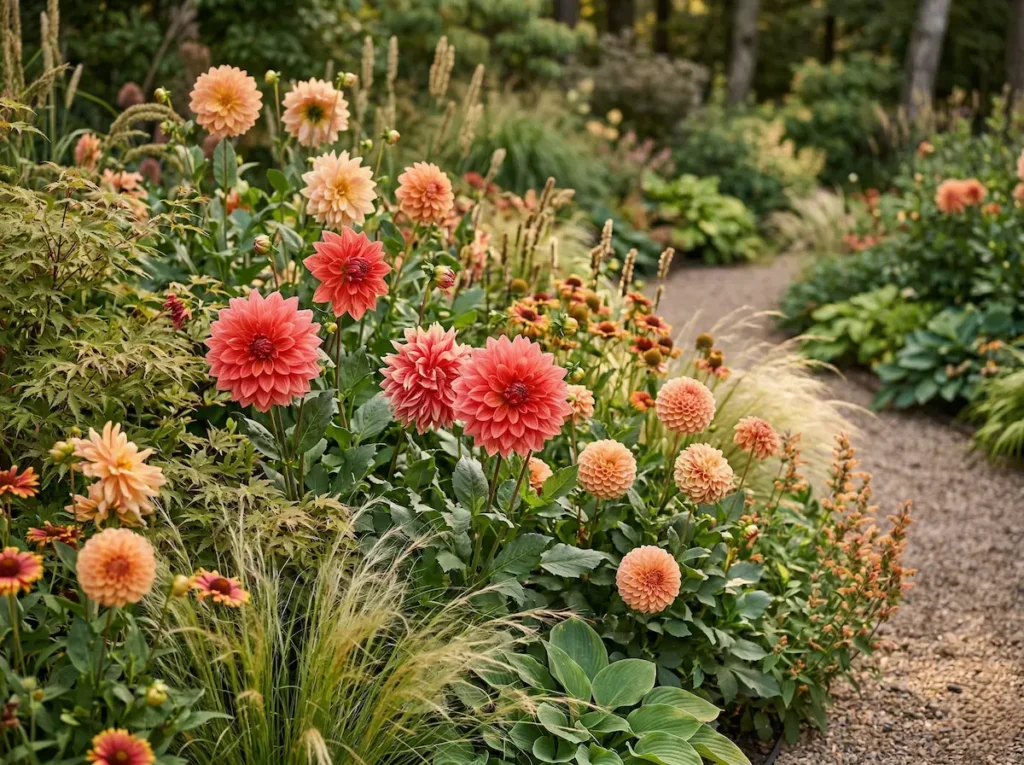 Dalias Combinanciones En Jardín Las Dalias En El Jardín La Geometría Exuberante Del Otoño