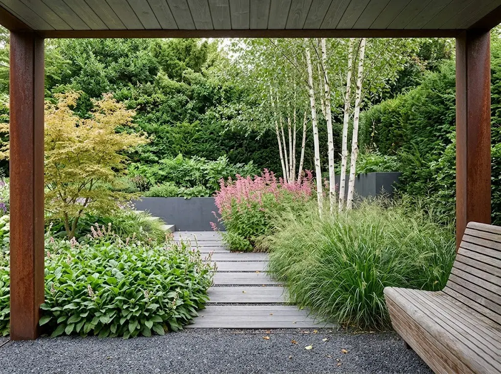 detalle jardin ingles moderno | jardinesconestiloes Detalle Jardin Ingles Moderno La Reinvención Del Jardín Inglés Geometría Con Acero Y Madera