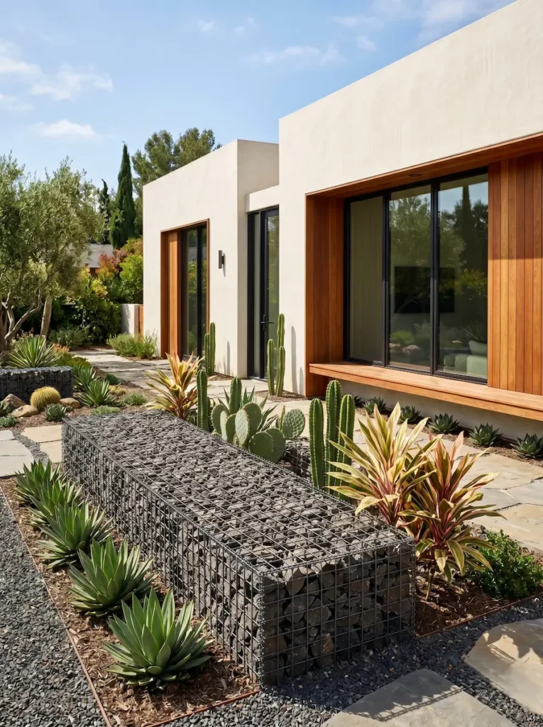 gavion con piedra negra | jardinesconestiloes Gavion Con Piedra Negra Piedras Decorativas Y áridos El Lienzo Mineral Que Esculpe La Tierra