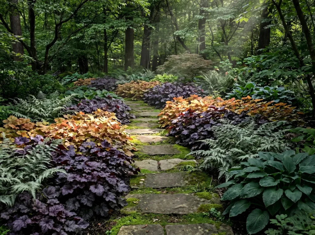 heuchera en sotobosque | jardinesconestiloes Heuchera En Sotobosque El Latido Cromático De La Sombra Heuchera
