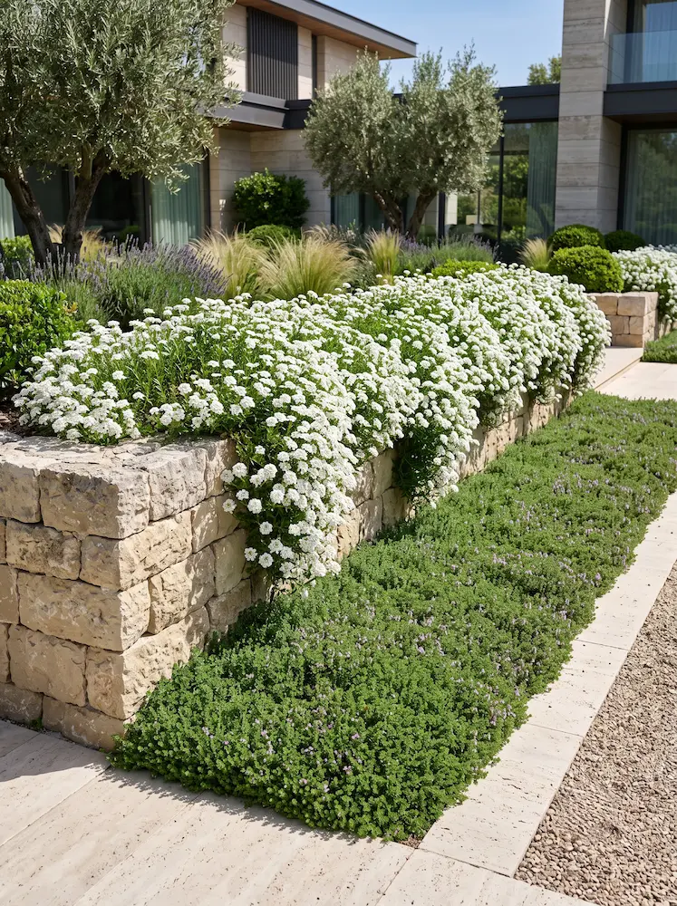 iberis sobre muro | jardinesconestiloes Iberis Sobre Muro Iberis Sempervirens Diseño De Borduras Y Sellado Visual