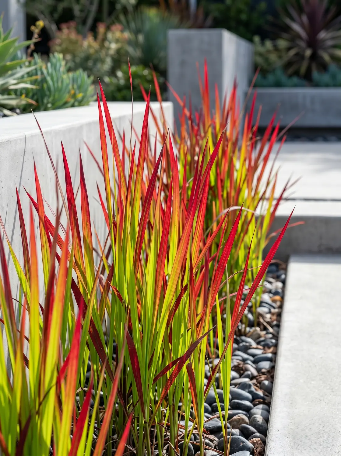 imperata cylindrica red baron ficha | jardinesconestiloes Imperata Cylindrica Red Baron Ficha Hierba De Sangre imperata Cylindrica red Baron Cromatismo Y Excelencia Visual'Red Baron'), mostrando la transición del verde basal al rojo escarlata en las puntas.