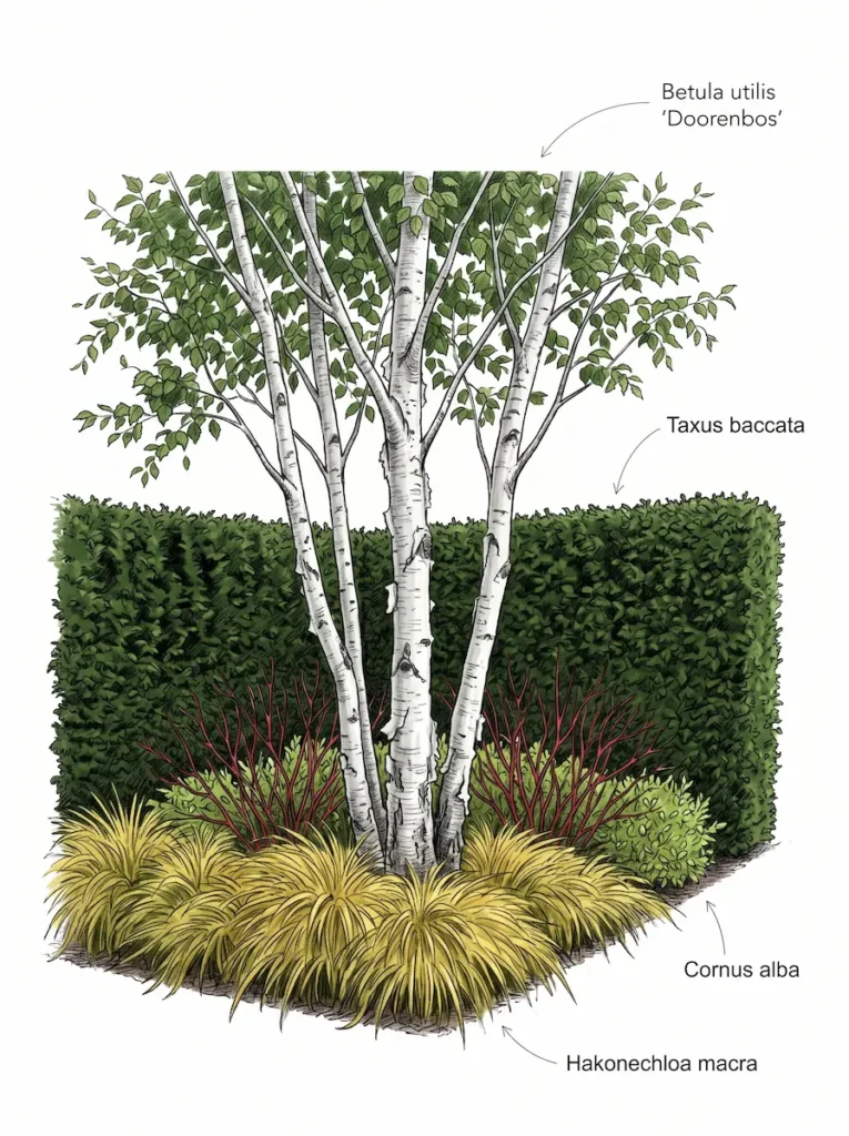 Infografia Abedul Dooremboss Betula Utilis doorenbos El Abedul Blanco En El Paisajismo'Doorenbos' con otras especies de diseño cuidado.