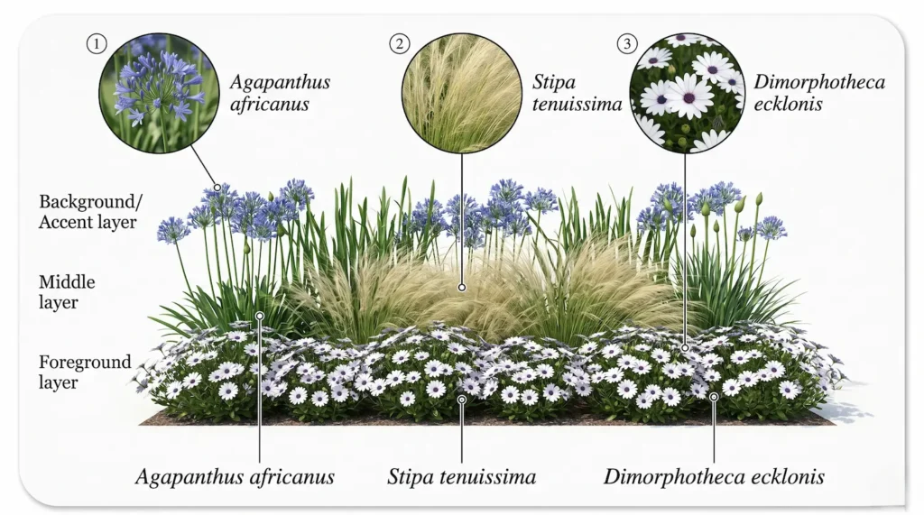 infografia dimorphoteca con agapanthus | jardinesconestiloes Infografia Dimorphoteca Con Agapanthus Margarita Africana dimorphotheca Ecklonis El Tapiz Fototrópico Del Diseño