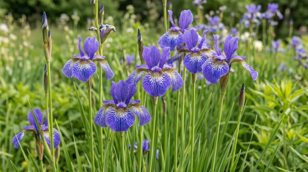 iris sibirica en grupo | jardinesconestiloes Iris Sibirica En Grupo Iris Sibirica Elegancia Vertical De Azul Siberiano