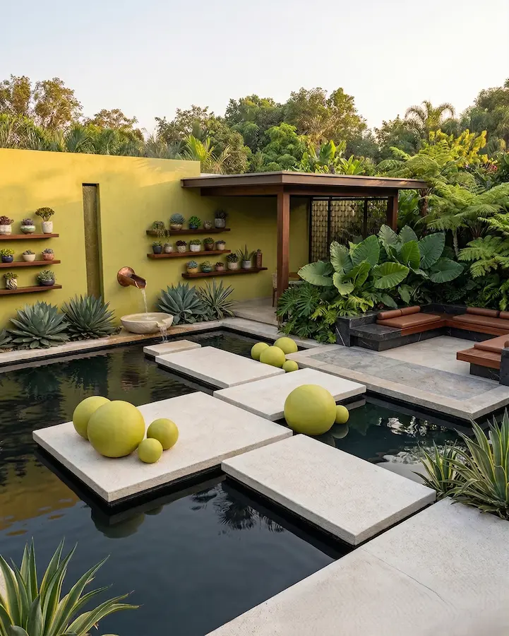 jardin estilo mexicano con agua colores verdes | jardinesconestiloes Jardin Estilo Mexicano Con Agua Colores Verdes El Color Como Arquitectura Fundamentos Del Paisajismo Mexicano