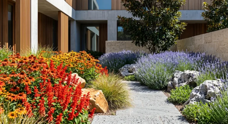 Jardín Interior Con Planta Sostenible Mediterránea Los Cinco Pilares Del Diseño En El Paisajismo Profesional Contemporáneo