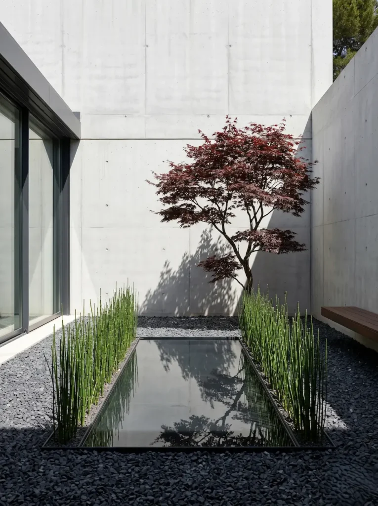 jardín minimalista acer palmatum y equisetum 1 | jardinesconestiloes Jardín Minimalista Acer Palmatum Y Equisetum 1 La Geometría Del Pensamiento Guía Maestra De Estilos En El Paisajismo De Autor