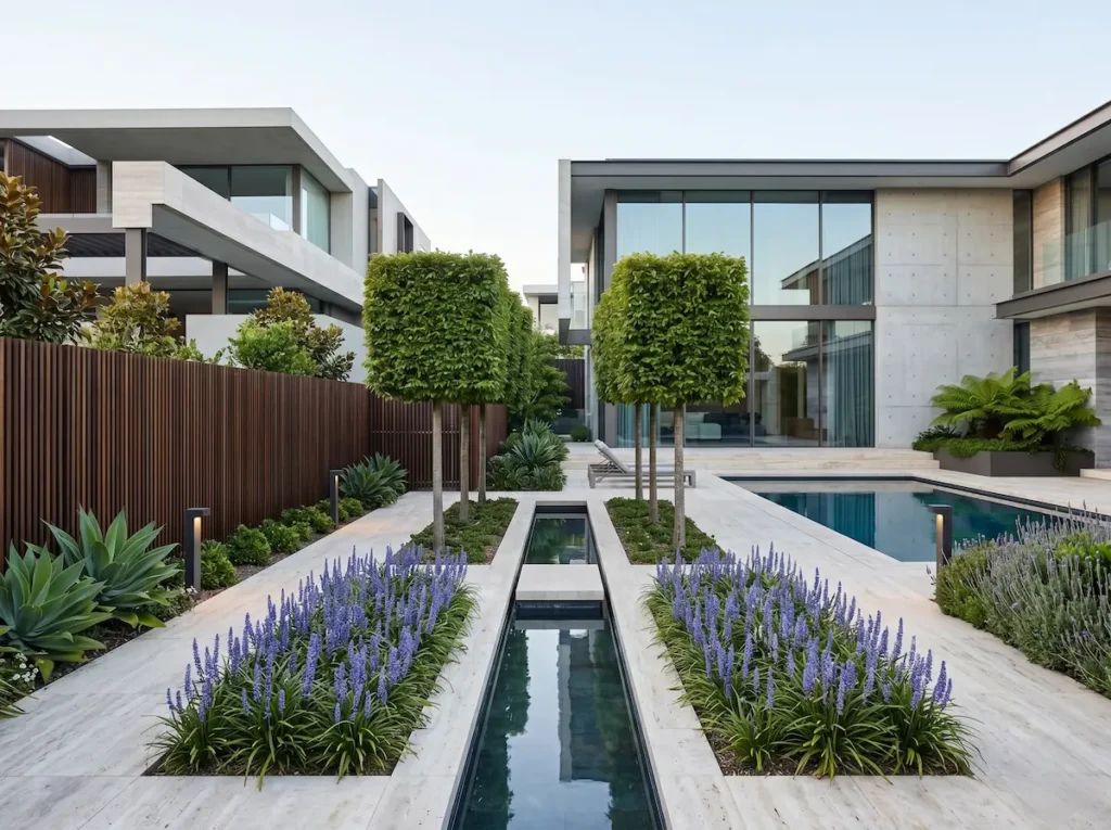 Jardín Moderno Con Capinus En árbol Cuadrado Carpe carpinus Betulus Pantallas Vivas Y Excelencia Estructural