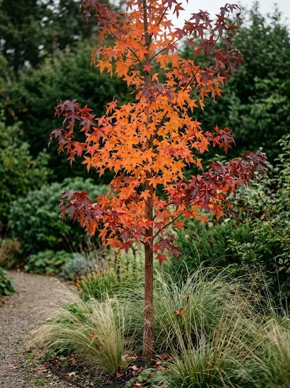 liquidambar otoño en jardín | jardinesconestiloes Liquidambar Otoño En Jardín Liquidámbar O Arce Rojo El Diseño Del Color En El Jardín De Autor