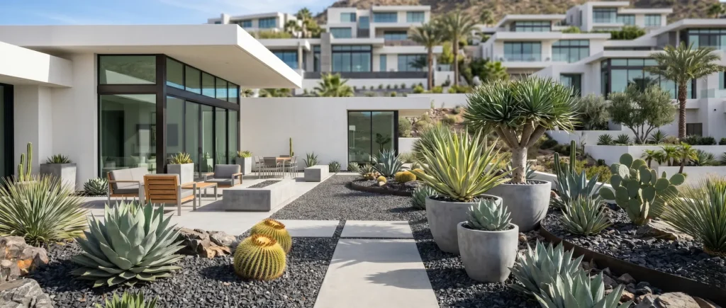 Panoramica De Jardín Con Crasas Y Cactus Plantas Crasas El Universo Vegetal Que Guarda El Agua Y Esculpe El Jardín Contemporáneo