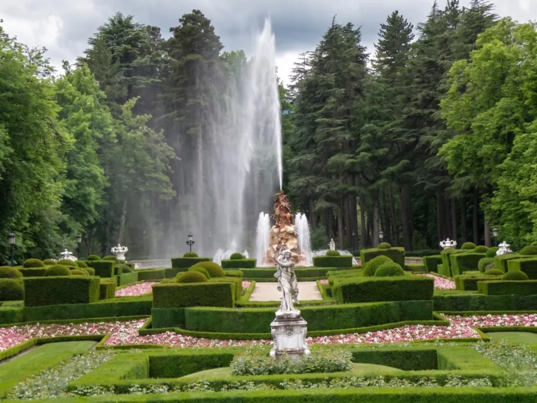 parterres en la Granja de San Ildefonso con el Bosque de fondo