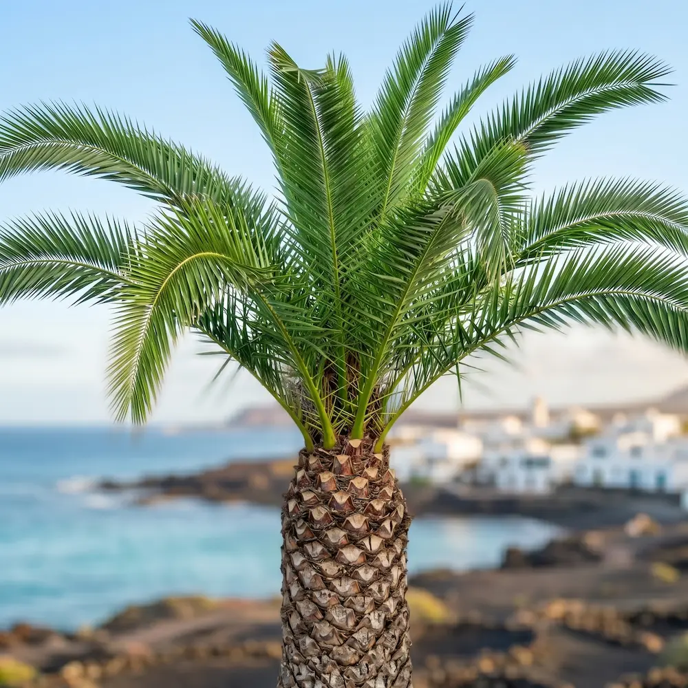 phoenix canariensis vista detalle tronco y palmas | jardinesconestiloes Phoenix Canariensis Vista Detalle Tronco Y Palmas Serenidad En El Picón Entre Vides Y Mar La Arquitectura Del Paisaje En Lanzarote