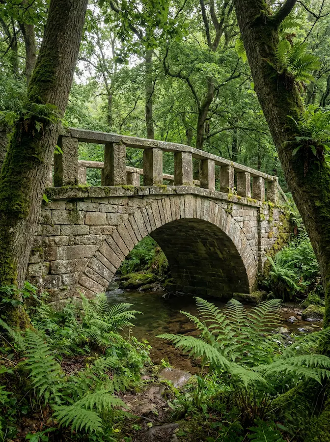 puente de piedra con arco de medio punto en bosque | jardinesconestiloes Puente De Piedra Con Arco De Medio Punto En Bosque La Magia De Cruzar Puentes Que Definen El Alma Del Jardín