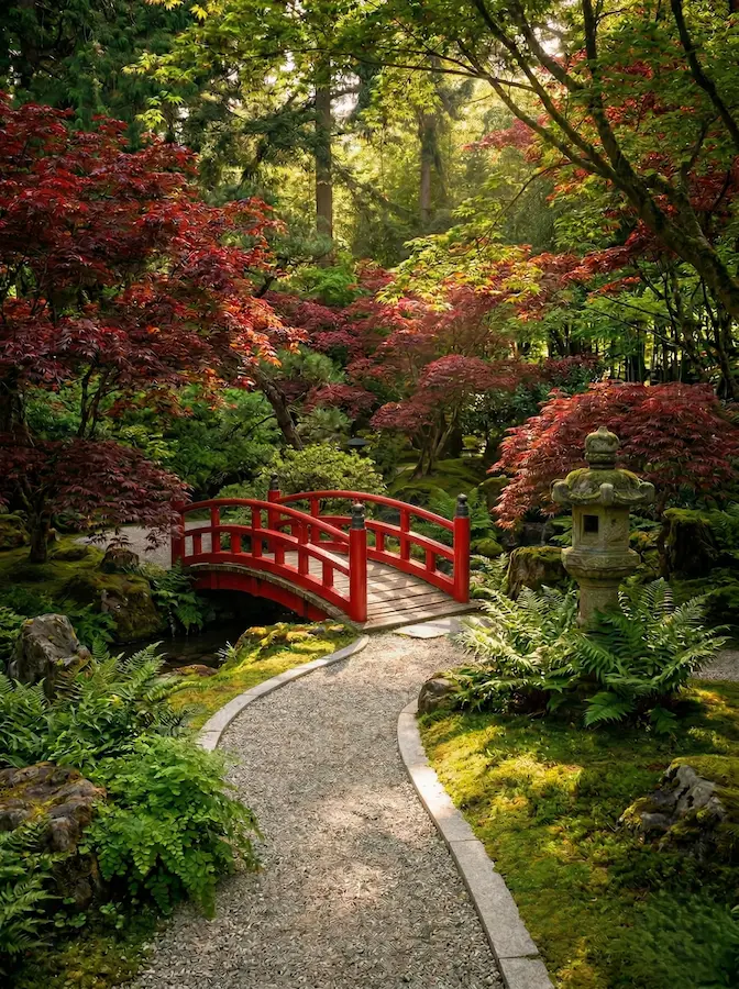 Puente Japones Rojo En Bosque De Arces La Magia De Cruzar Puentes Que Definen El Alma Del Jardín