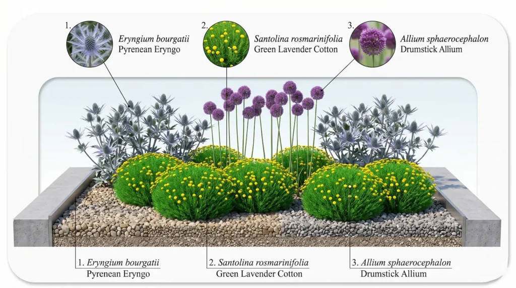 santolina rosmarinifolia infografia | jardinesconestiloes Santolina Rosmarinifolia Infografia Santolina Verde santolina Rosmarinifolia Geometría Esmeralda En El Paisajismo