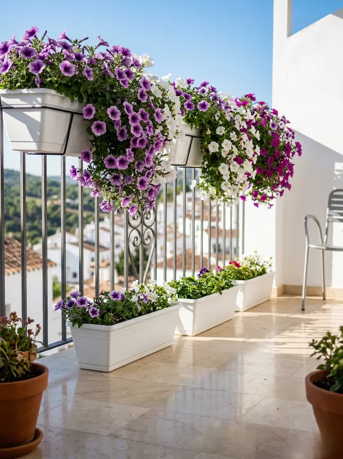 surfinias en jardinera | jardinesconestiloes Surfinias En Jardinera Diseño De Fachadas Vegetales Trepadoras Para El Control Térmico Y Volumétrico