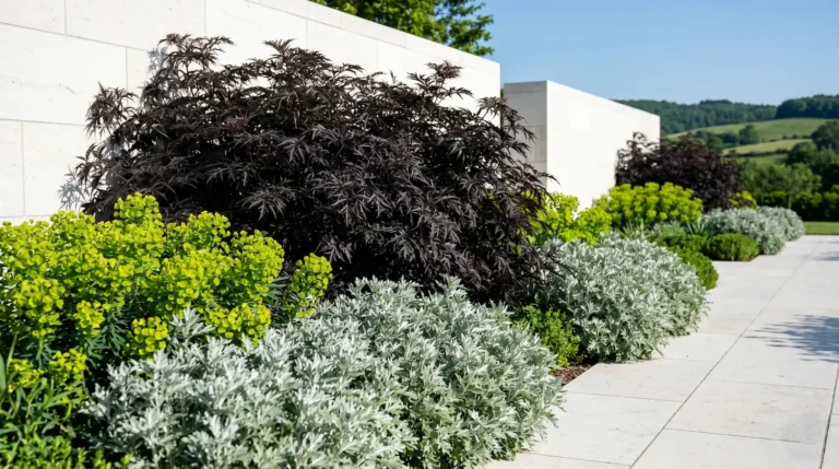 Sambucus Nigra Panoramica La Sombra Del Diseño El Follaje Oscuro Y La Maestría Del Contraste